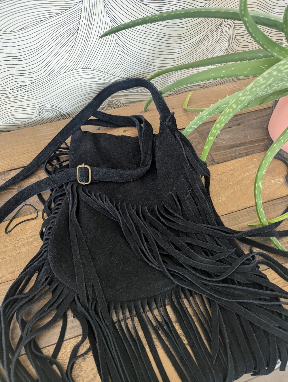Suede Fringe Festival Black Bag - Picture 2 of 8